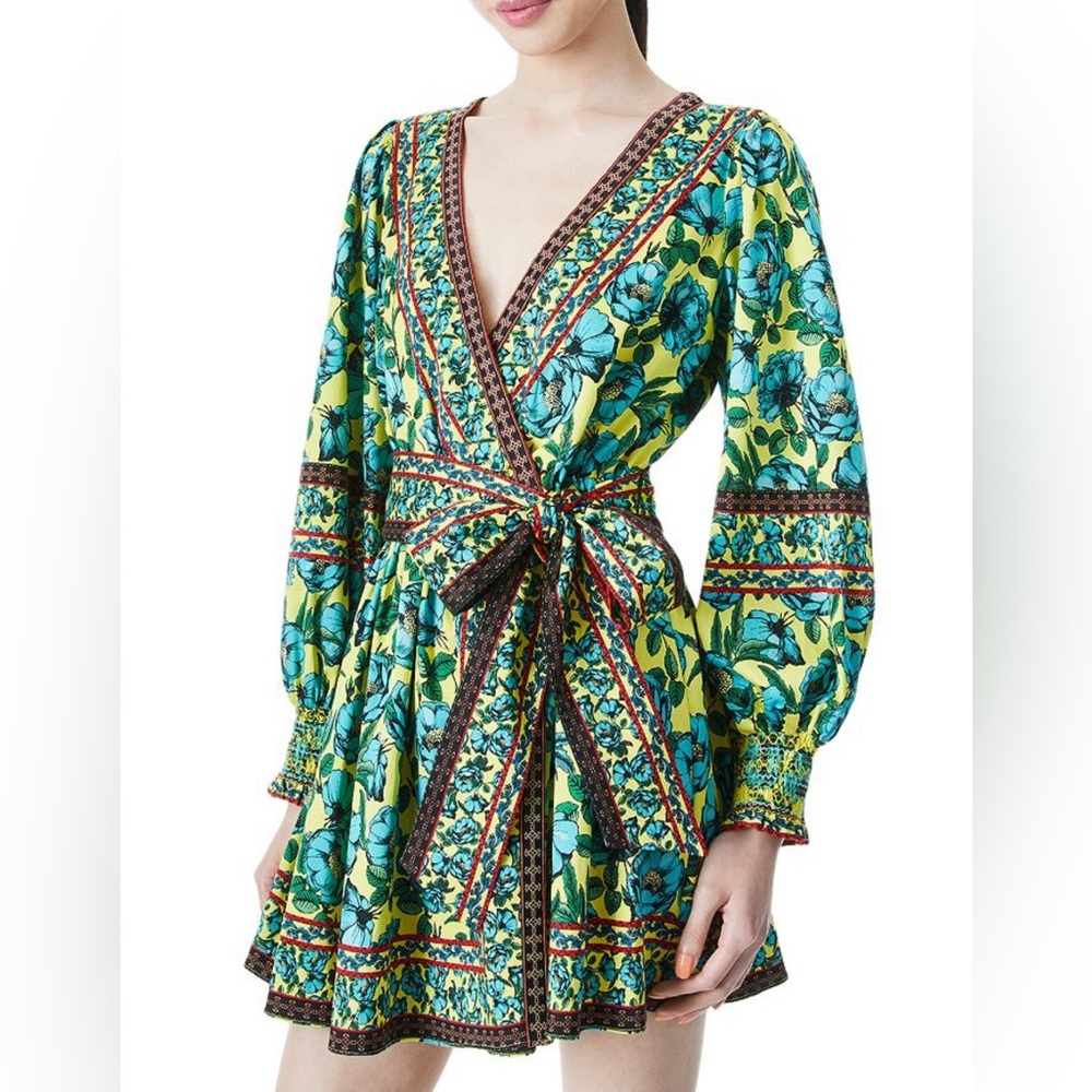 Alice + Olivia Simona Printed Mini Wrap Dress